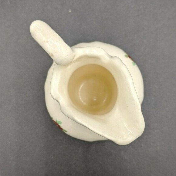 Pitcher with Reddish Orange Roses Artist Signed Ceramic Toothpick Holder Mini 3" - Picture 6 of 6